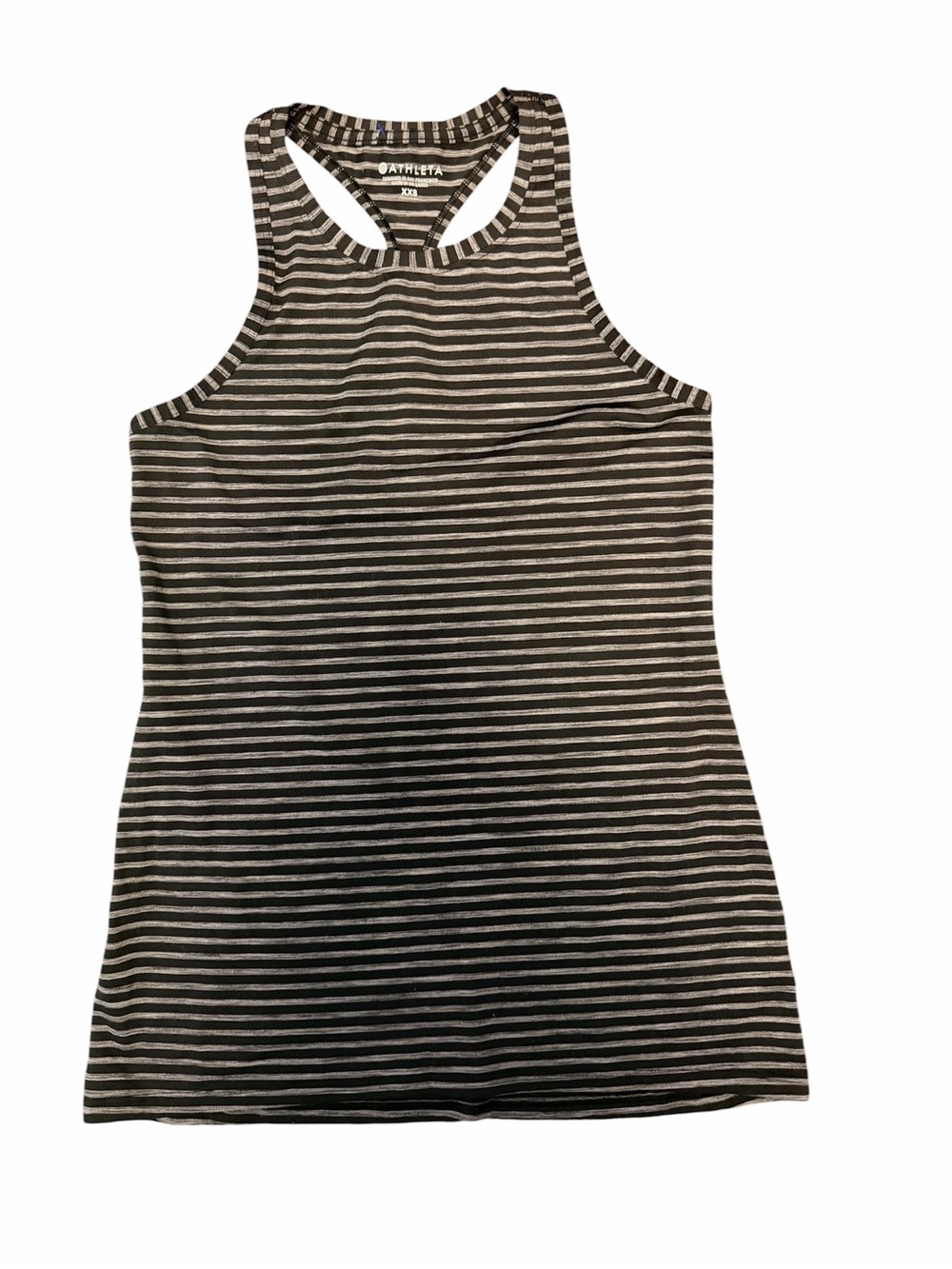 Athleta Black & Grey Striped Racerback Tank Top - size XXS